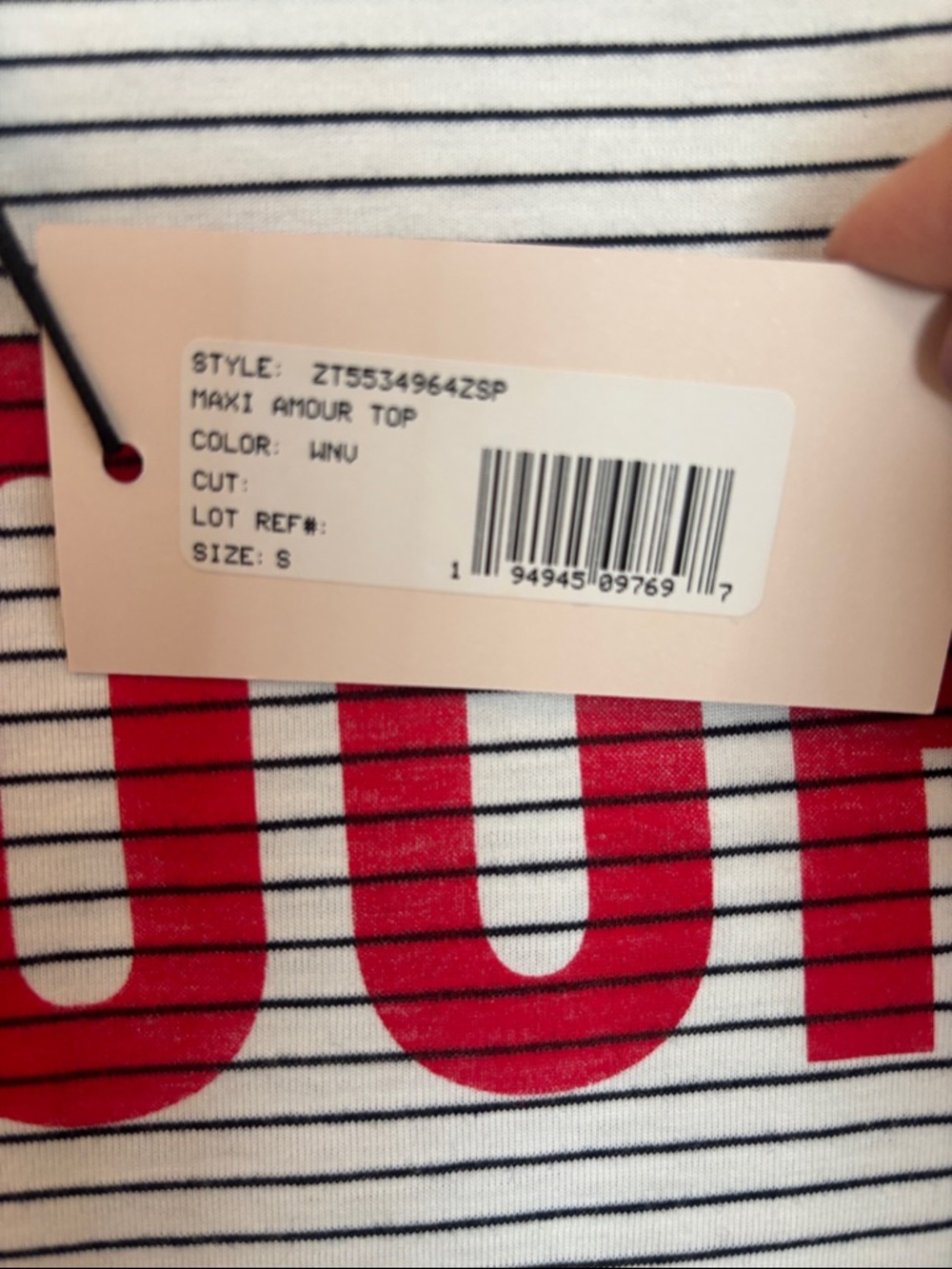 Cinq a Sept Striped 'AMOUR' Graphic Tee - Red & White - Picture 4 of 4